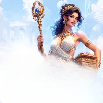 Goddess with a golden sceptre and treasure chest — Fortunica weekday reload bonus